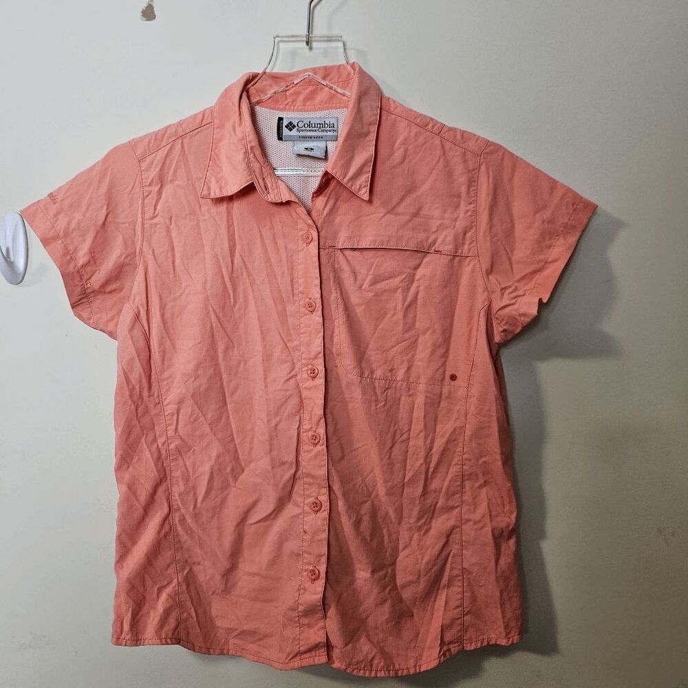 Columbia Sportswear Shirt Company Button front Shirt Mesh Lined Womens Orange